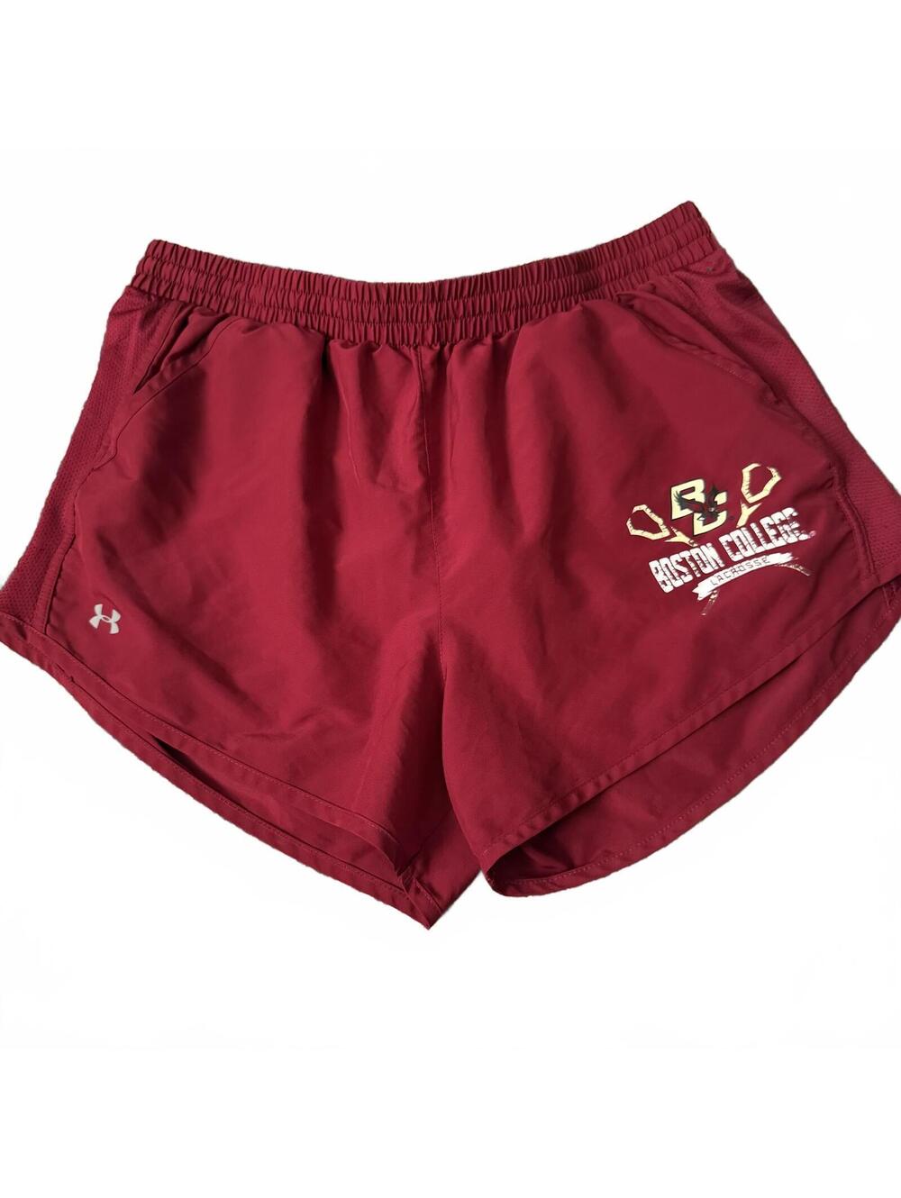 Under Armour Boston College Lacrosse Running Shorts Womens Medium Red Athletic